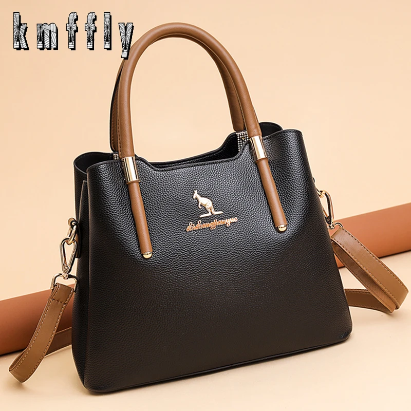 

2021 First Layer Cowhide Large Capacity Double Zipper Women Messenger Bag Simple Female Leather Luxury Shoulder Crossbody Bags