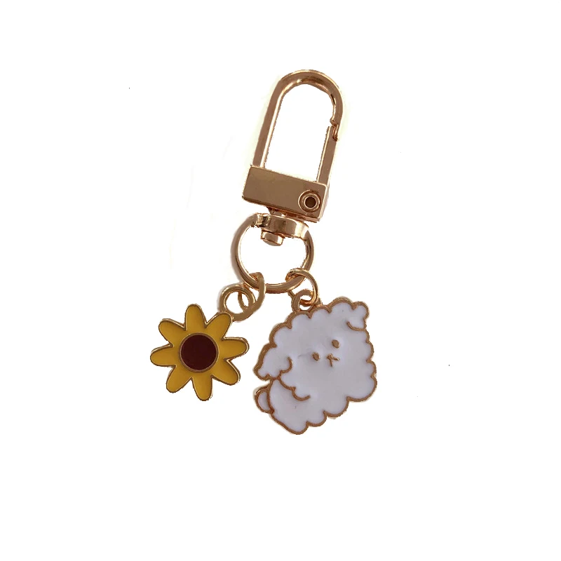 

Korean Cute Cat Key Chain Cute Dog Sun Flower брелок Key Ring 1pc Wholesale Trendy Keyring llavero Car Keychain Accessories