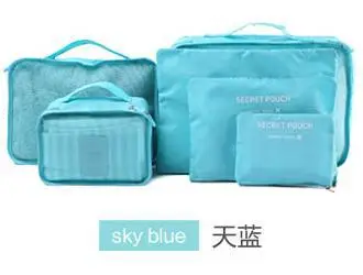Blue 6 шт. Водонепроницаемая дорожная сумка для хранения одежды Упаковка куб Органайзер Для Багажа Наборы нейлоновые домашние дорожные сумки для хранения - Цвет: Blue