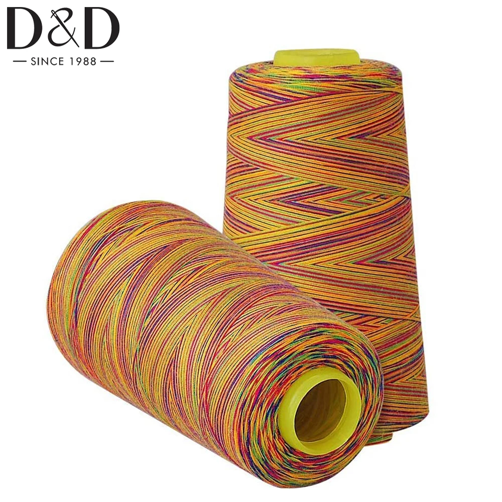 

D&D 3000 Yards Rainbow Polyester Sewing Thread DIY Quilting Embroidery Threads for Sewing Machine 40S/2 Sewing Thread