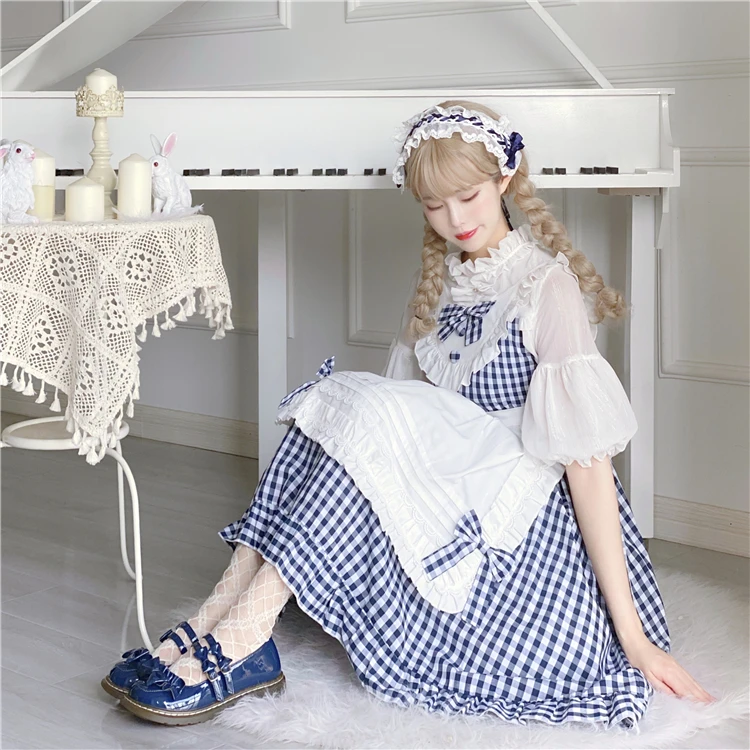 Мягкое винтажное платье для девочек-подростков летнее в клетку с оборками на
