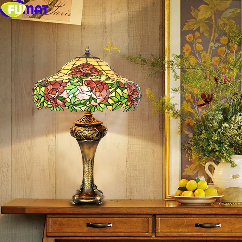 Настольная лампа FUMAT в античном стиле Тиффани литая медная форме стрекозы