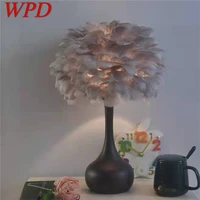 wpd creative table lamps contemporary feather desk lights for home living bed room decoration