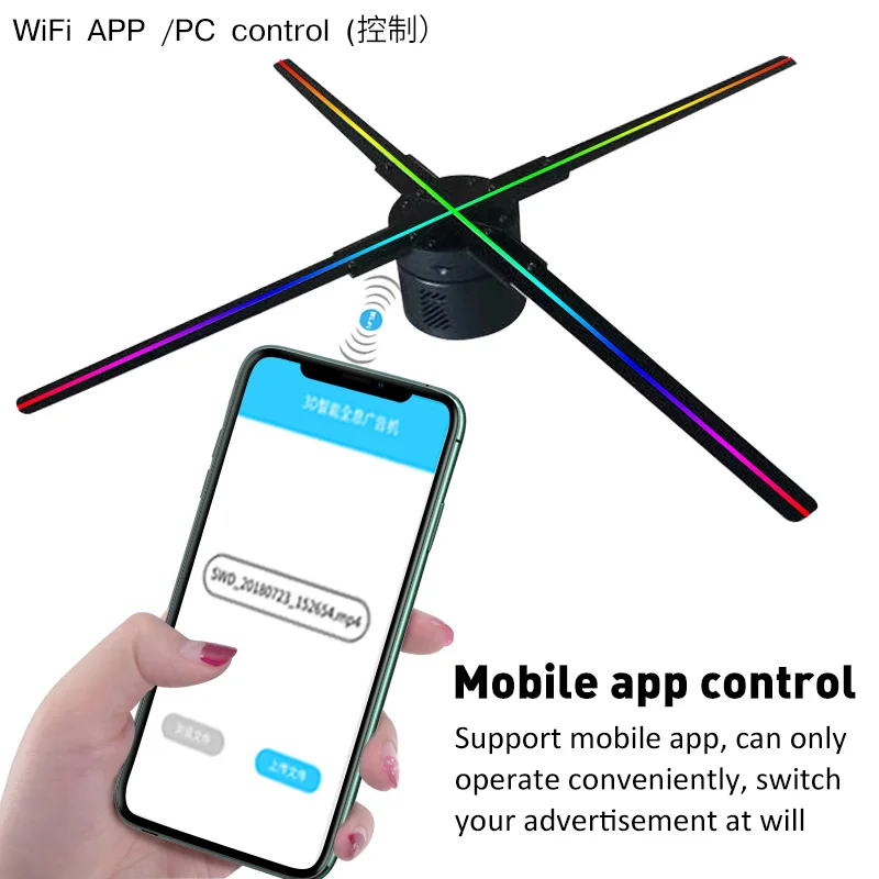 Недорогой голографический 3D-проектор 56 см 2020 Wi-Fi проигрыватель светодиодный