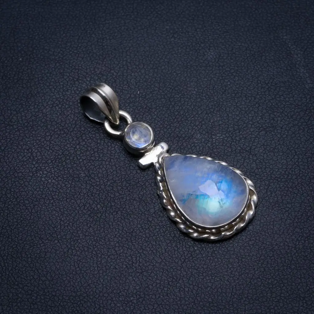 Натуральный Радужный Лунный Камень ручной работы индийский кулон из