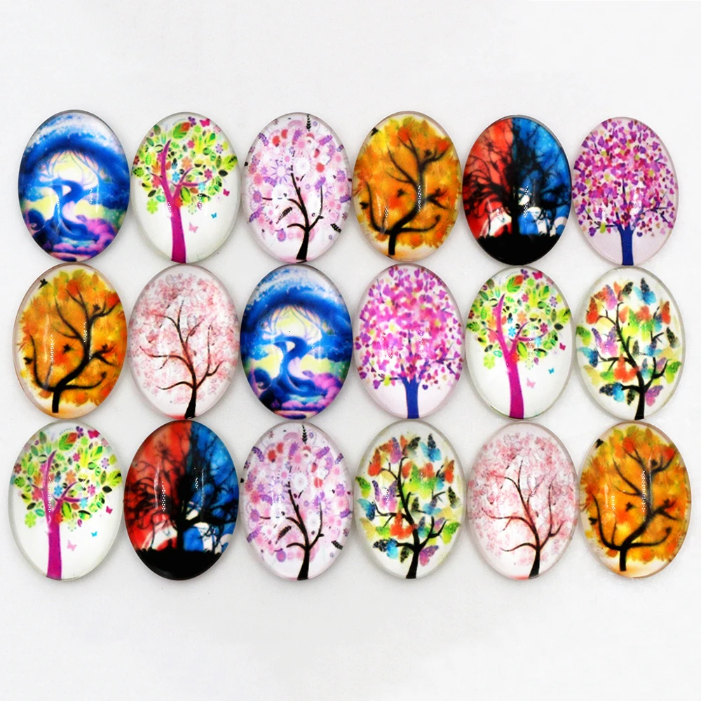 

10 шт./лот 18x25 мм Смешанные ручной работы фото стеклянные кабошоны узор куполообразные ювелирные аксессуары принадлежности (I6-26)