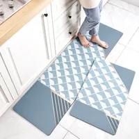 Morden Geometric PVC Leather Kitchen Non-slip Floor Mat Waterproof Oil-proof Kitchen Rug