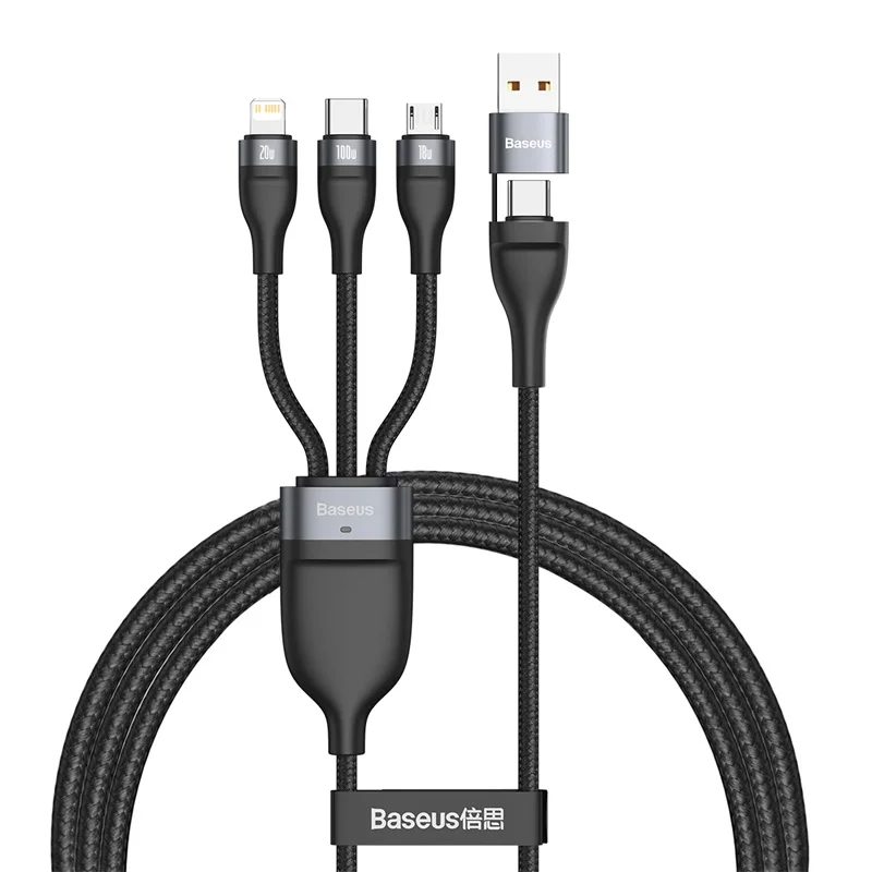 

3 in 1 2 USB Type C Micro Cable for Poco X3 Huawei PD 100W Fast Charging Wire Cord for iPhone 12 11 Pro Max