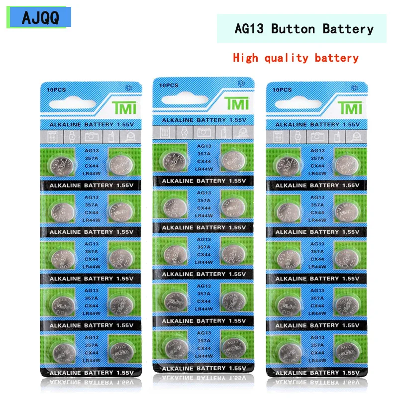 Botón de batería alcalina AG13, 200 piezas, 1,5 V, LR44 357A A76 303 SR44SW SP76 L1154 RW82 RW42 para batería de reloj de juguete, venta al por mayor