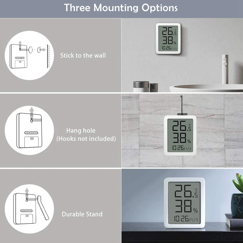 

Indoor Thermometer Digital Hygrometer HD Large Screen Humidity Gauge High Precision Time Display Humidity Meter