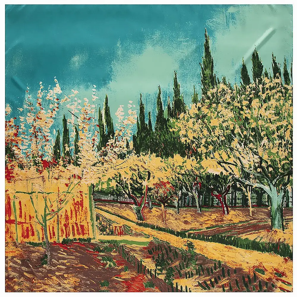 2020 оптовая продажа роскошный брендовый шарф Картина маслом Зимний саржевый