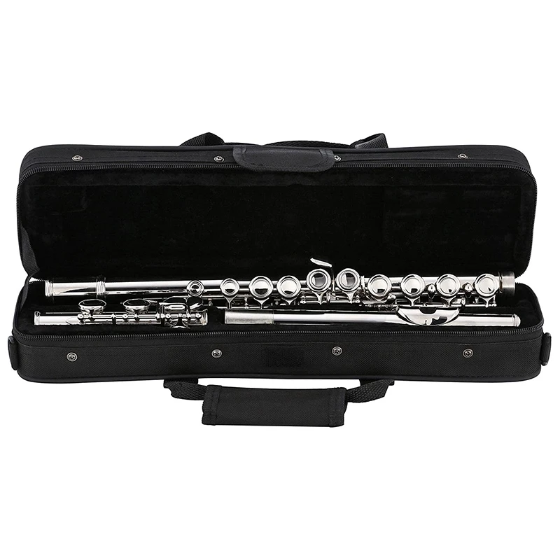 

Western Concert Flute C Key 16 Holes Cupronickel Musical Instrument with Cleaning Cloth Stick Gloves Screwdriver
