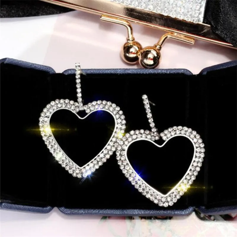 

Luxury fashion heart-shaped zircon earrings for women design romantic wedding accessories Valentine's day gifts wholesale