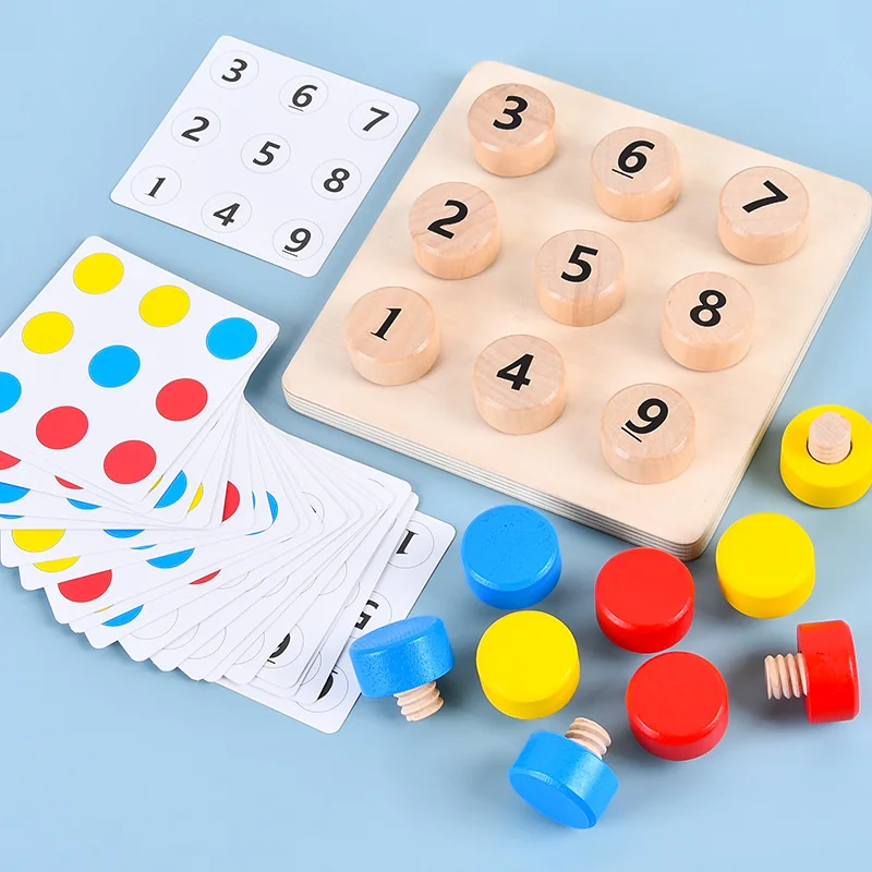 

Wooden Toy Sets for Kids Educational Toys Color Digital Matching Parent-child Interactive Games Children's Montessori Toys