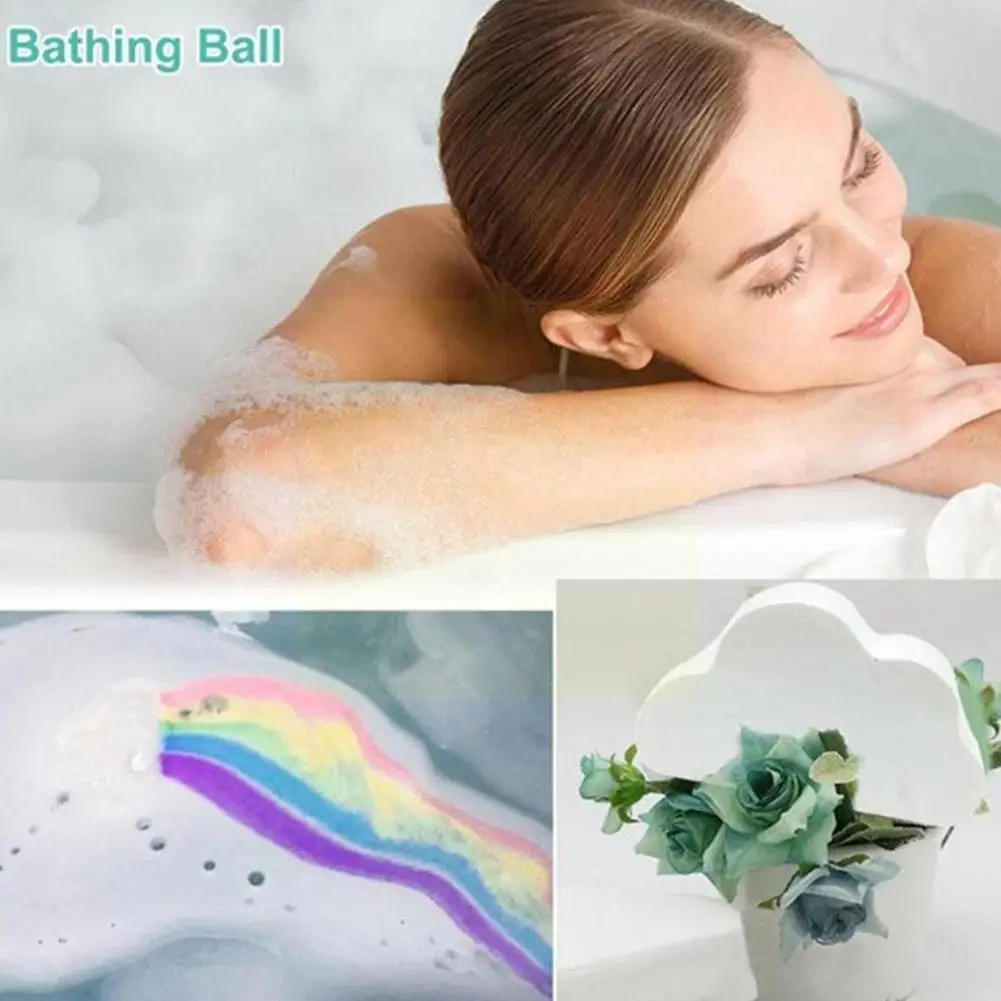 

Шарики с радужной солью для ванны 1 шт., эфирное масло, шипучая Очищающая бомба, отшелушивающая увлажняющая насадка для тела, J4D0