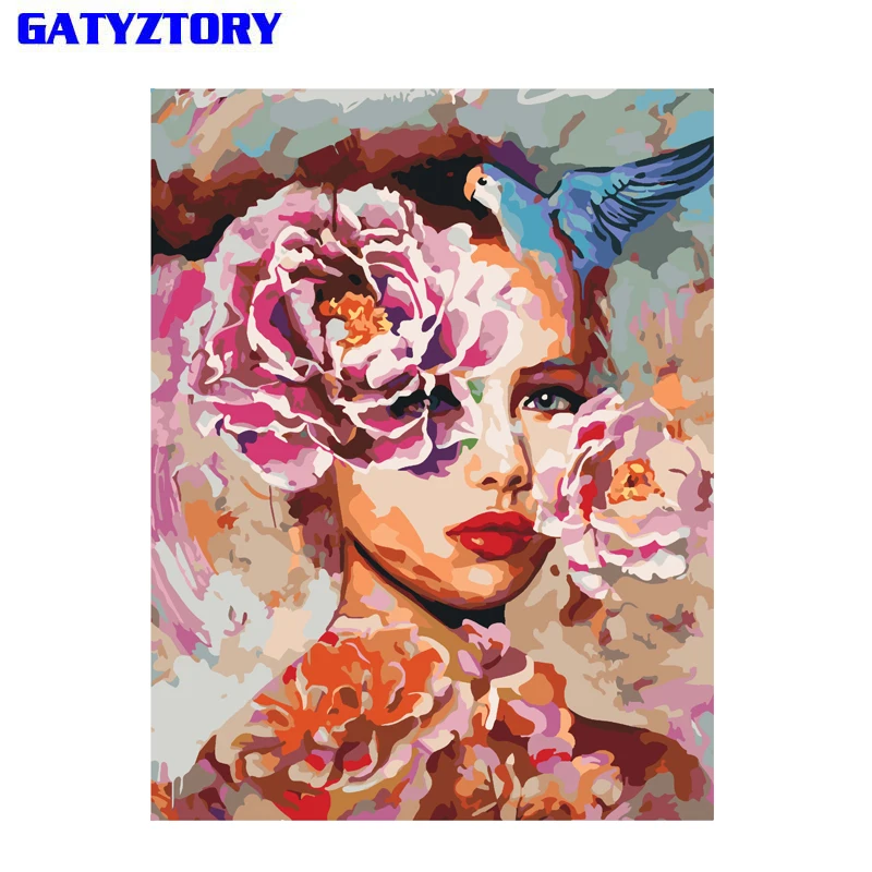 GATYZTORY Рамка Картина Diy картина по номерам Рисунок Живопись девушка стены художественное полотно по номерам для Домашний декор художественное произведение искусства - Цвет: ZCA0927-1