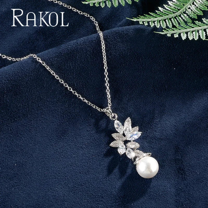 ROKOL модное ожерелье с кулоном из искусственного жемчуга кубическим цирконием