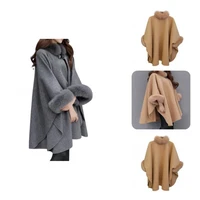 women cape coat stylish streetwear batwing sleeve pure color simple cape coat for travel cloak coat pullover coat