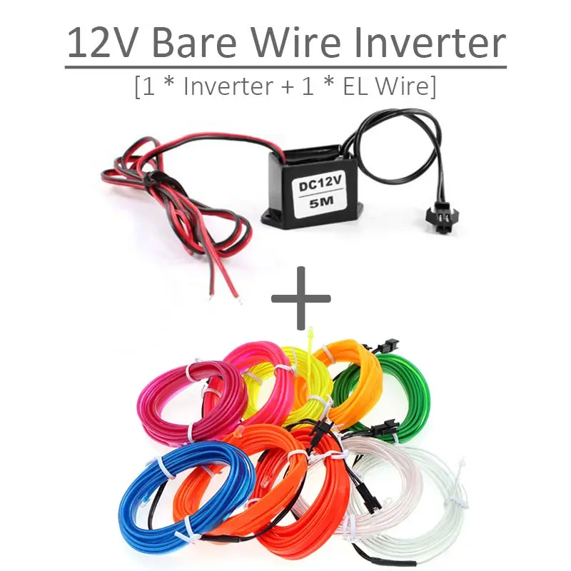 Bare Wire Style 1-5 м Гибкий EL провод неоновый свет Декорации для вечеринки свет 6 мм швейный край светодиодный водонепроницаемый EL проволочные лампы с водителем DC12V - Испускаемый цвет: Bare Wire Style