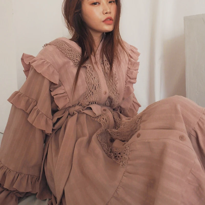 Gaganight кружевное лоскутное женское винтажное длинное платье макси 2020 весна лето