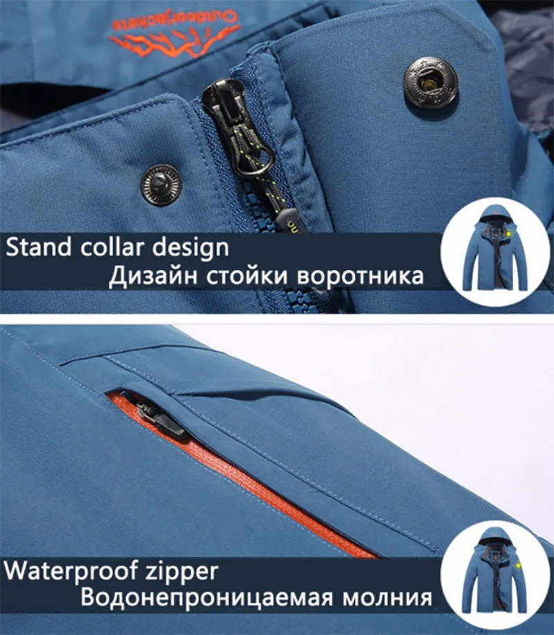 2019 Male Velvet Warm Color Jacket Autumn Winter High Quality Brand Waterproof Windproof Jacket Coat Tourism Mountain Jacket Men