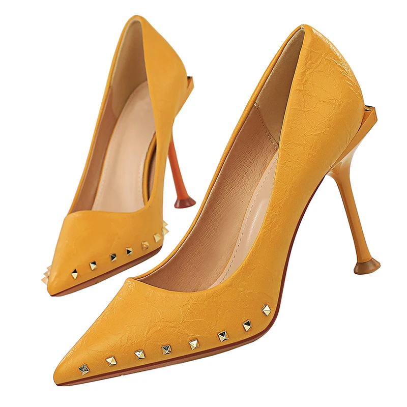 2020 женские офисные туфли лодочки с заклепками на высоком каблуке 10 см элегантные