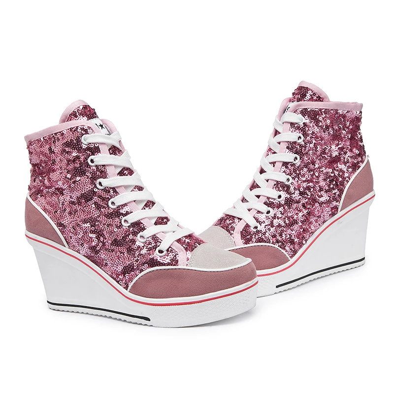 Большие размеры 35-43 пикантные 8 см Женские туфли на танкетке со значком с высоким