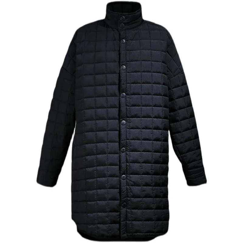 Men's Cotton-Padded Coat Autumn And Winter New Style Stand Collar Light In Long Case Grain Leisure Loose Large Size Coat