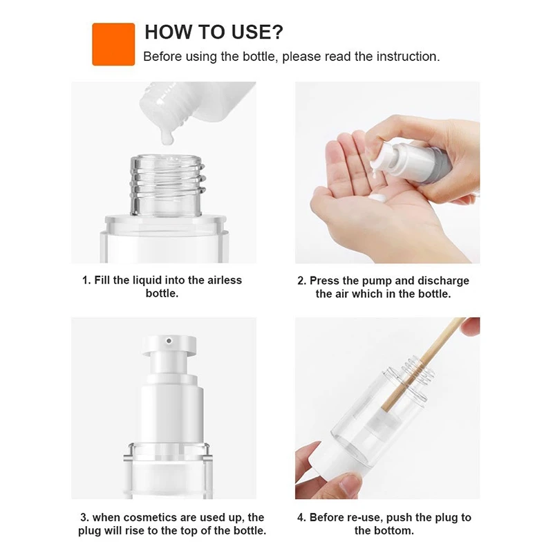 50ML Clear Airless Cosmetic Cream Pump Bottle Travel Size Dispenser Refillable Containers/Foundation for Sham | Красота и здоровье