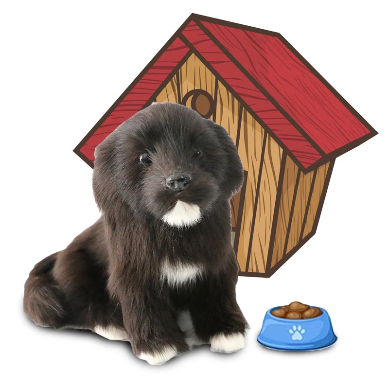 Мягкие реалистичные мягкие плюшевые игрушки собаки черные лабрадоры домашний