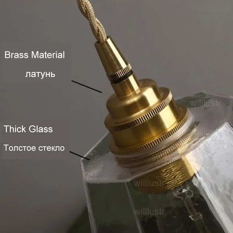 Алмазное стекло медь подвесной светильник латунный отель кафе бар крыльцо