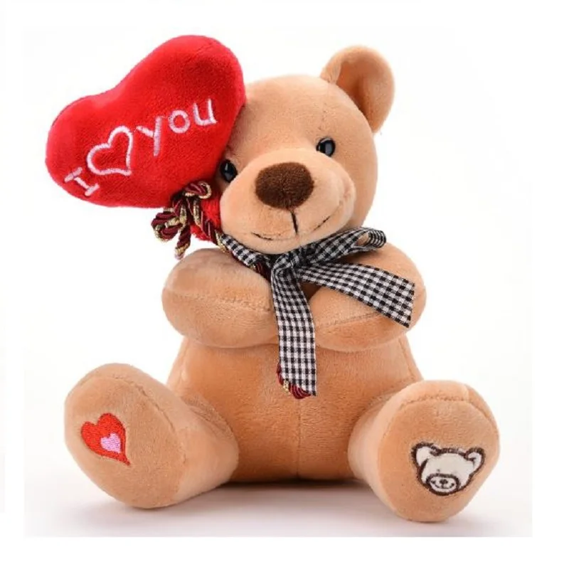 Kawaii Teddy Bear With Love Hearts I love You Plush Toy Stuffed Anime Doll For Girl Birthday Gift