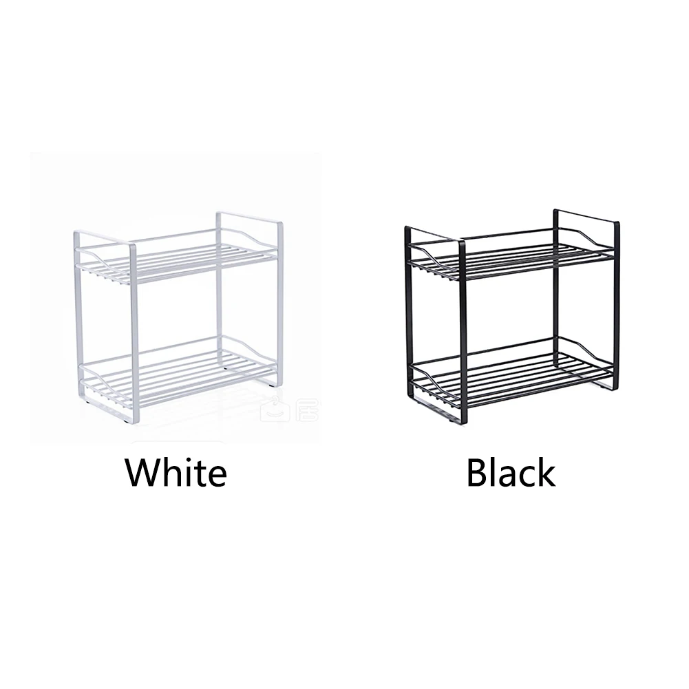 

Countertop Storage Saving Space Stand Holder Portable Rack Durable Shelf Seasoning Bottle 2 Tier Iron Art Organizer