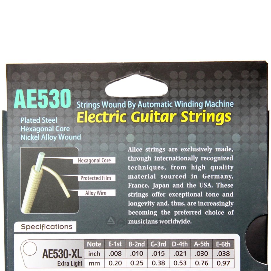original alice ae530 elektrische gitarre saiten 1st 6th licht super licht extra licht nickel legierung aufgewickelt voller set hexagonal core free glo