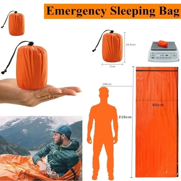 Открытый жизни Bivy аварийный спальный мешок тепловой держать тепло водонепроницаемый майлар первой помощи аварийного бланке кемпинг выживания снаряжение