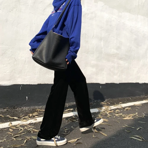 

Brief Casual Loose 2020 Wide Leg Pants Autumn Pocket Gold Velvet Trousers Fashion Gold Velvet High Waist Pants