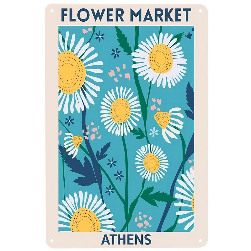 Цветочный рынок Афины печатные дневные знаки Забавный постер декор для бара паба