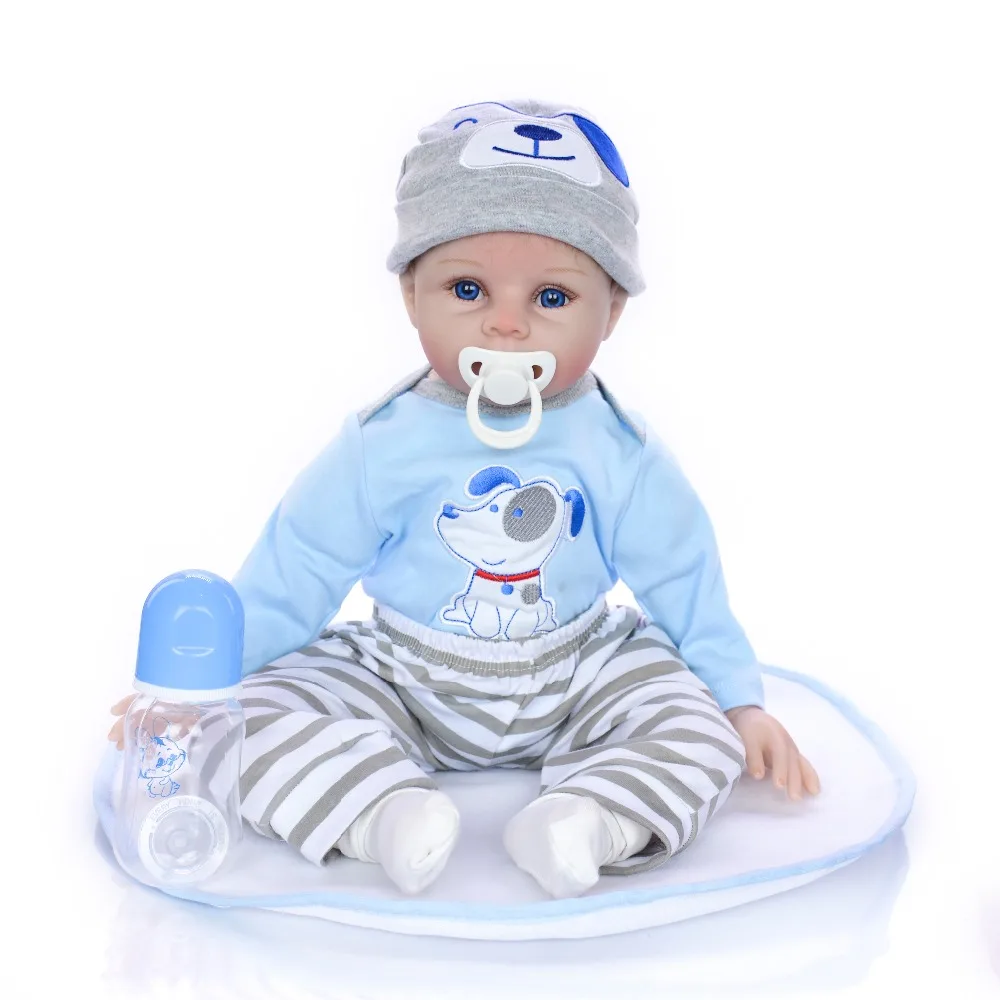 Мягкая силиконовая Кукла reborn 55 см, голубые глаза, Реалистичная игрушка для детей, куклы для мальчиков, игрушки для детей, лучший рождественский подарок, мягкая кукла