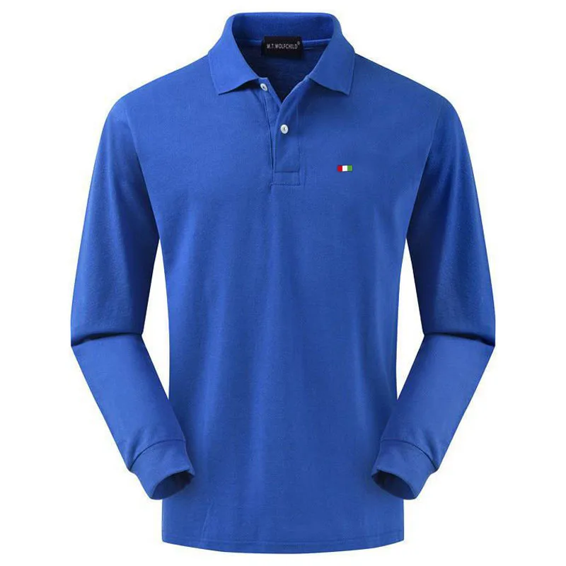 Рубашка-поло мужская с длинным рукавом 100% хлопок Повседневная модная одежда топ