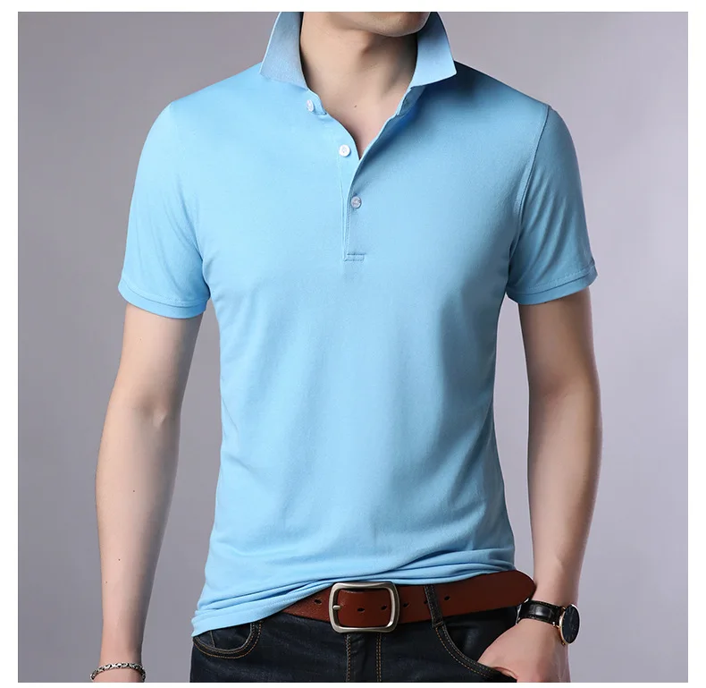 

Hot Sale New Arrival Summer T-shirt Men Short Sleeve Slim Tshirts Turn-down Collar Tee Shirt Mens Polos