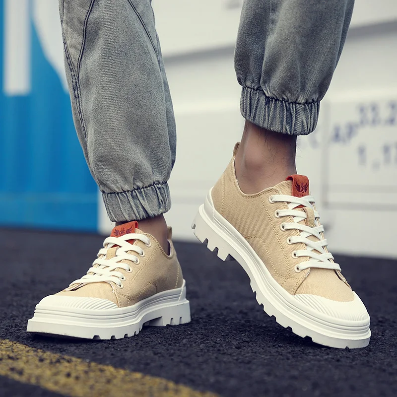 

2021 Color Canvas Flat Shoes Men Sneakers Casual Yellow Black Flats Simple Classic Lace-up Zapatos Fashion Spring Espadrilles