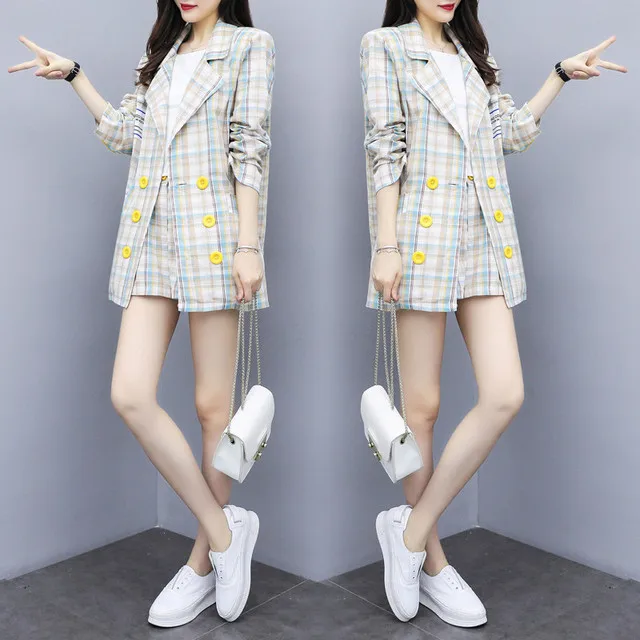 Комплект из 2 предметов шорты костюмы для женщин 2019 Женский Осенний блейзер двух