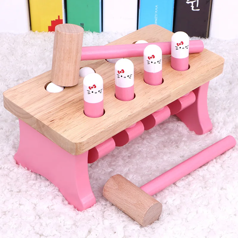 

Early Childhood Learning Education Wooden Toys Old Baby Bear Hamster parent-child Interactive Game Noise Maker Toy