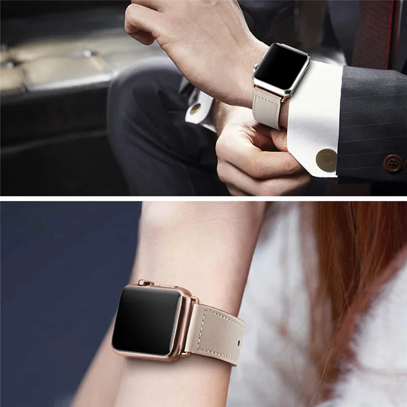 Ремешок из натуральной кожи для Apple Watch 42 мм 44 аксессуары часов кожаный ремешок
