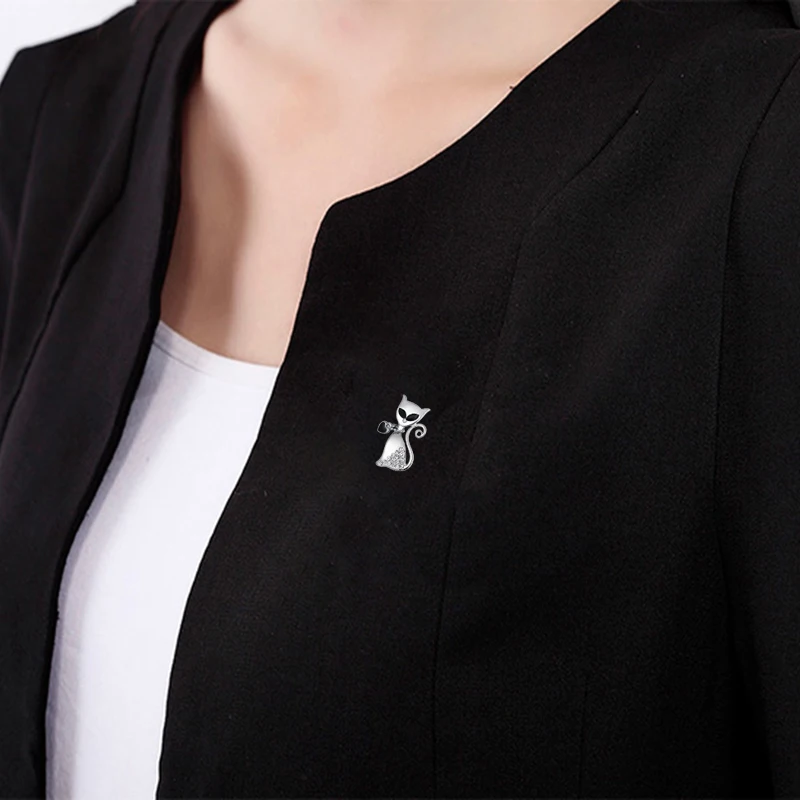 Женские броши булавки в виде кошек MAIKALE черно белые Броши со стразами форме