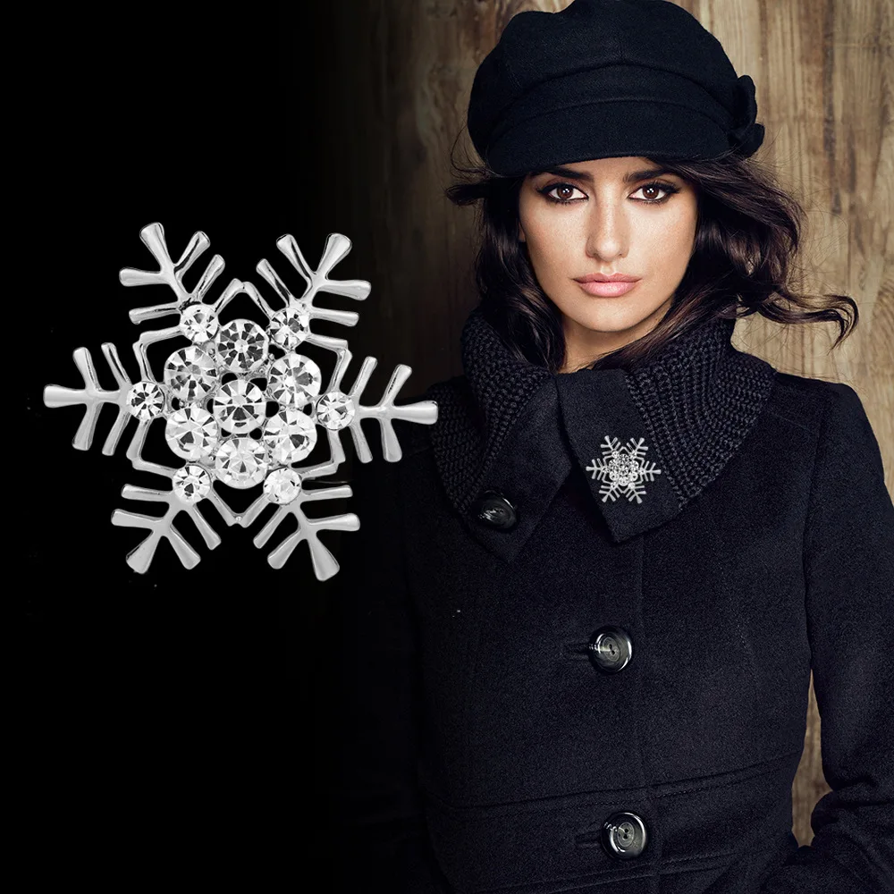 Женская брошь корейский Серебряный Color Милая Снежинка булавка со стразами для