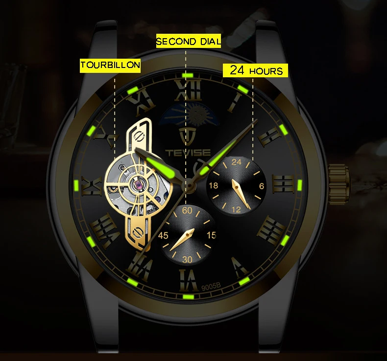 Tevise Топ бренд для мужчин Tourbillon автоматические механические часы Скелет часы для мужчин с автоматическим подзаводом мужские наручные часы Relogio Masculino