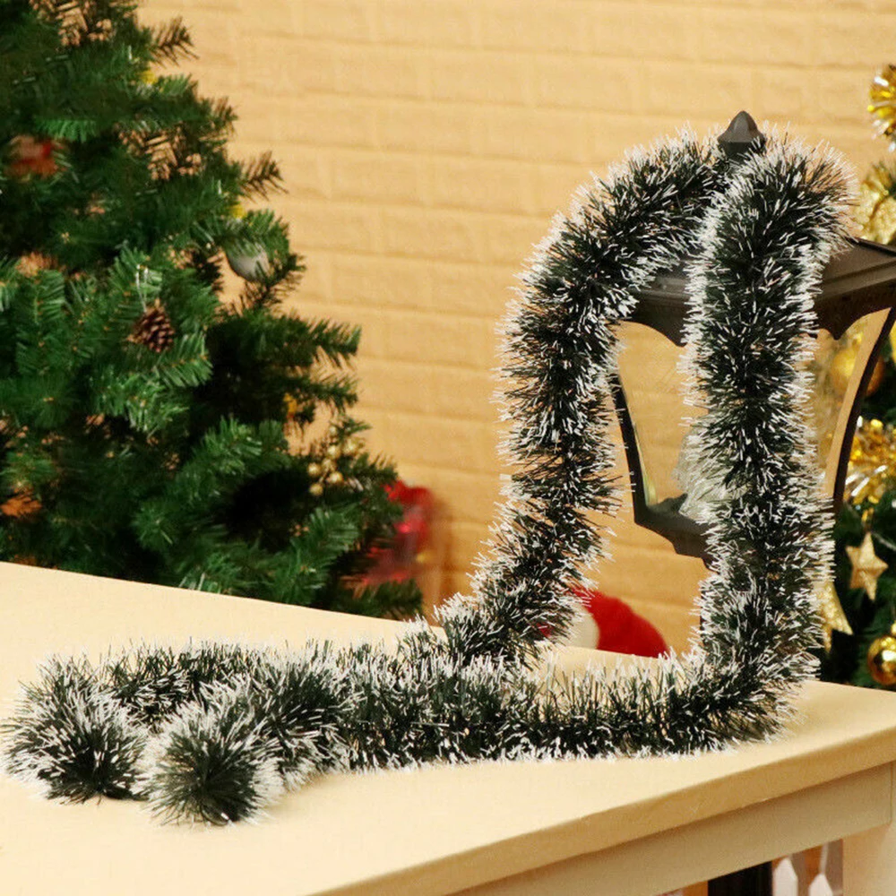 Гирлянда из мишуры с бантом и новогодней елкой 2 м украшение для вечерние зеленая