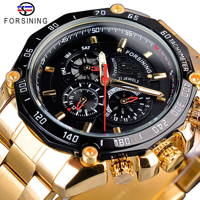 GMT1138-2 Forsining настоящий человек из нержавеющей стали военные спортивные мужские автоматические наручные часы лучший бренд класса люкс механические мужские часы Relogio - Цвет: GMT1138-2
