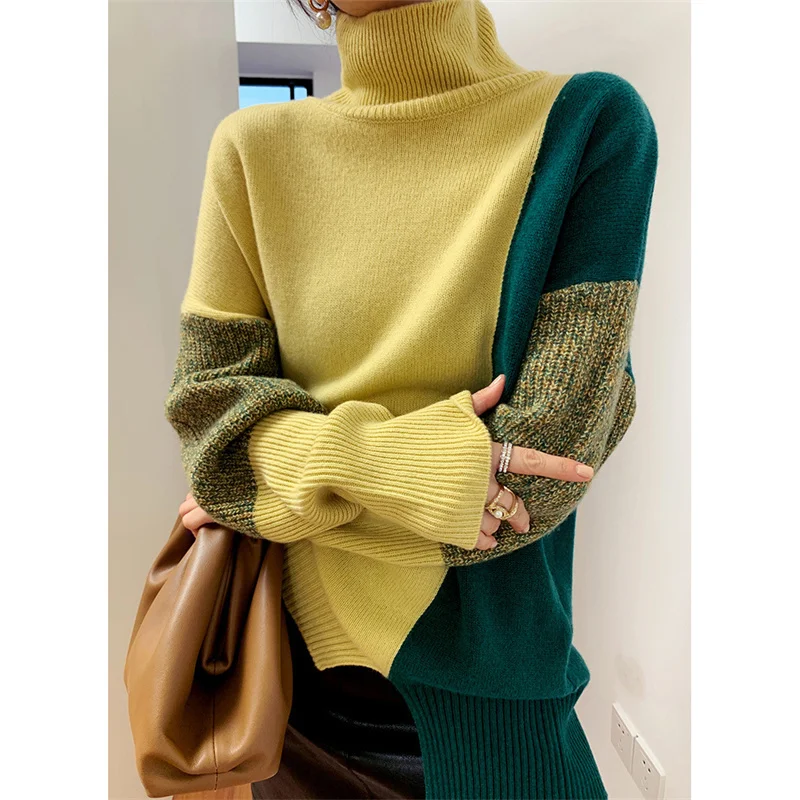 

One Size Loose Knitted Sweater Women 2021 New Autumn Winter High Collar Korean Version Fashion Thick Warm Pullover Sweater GH529